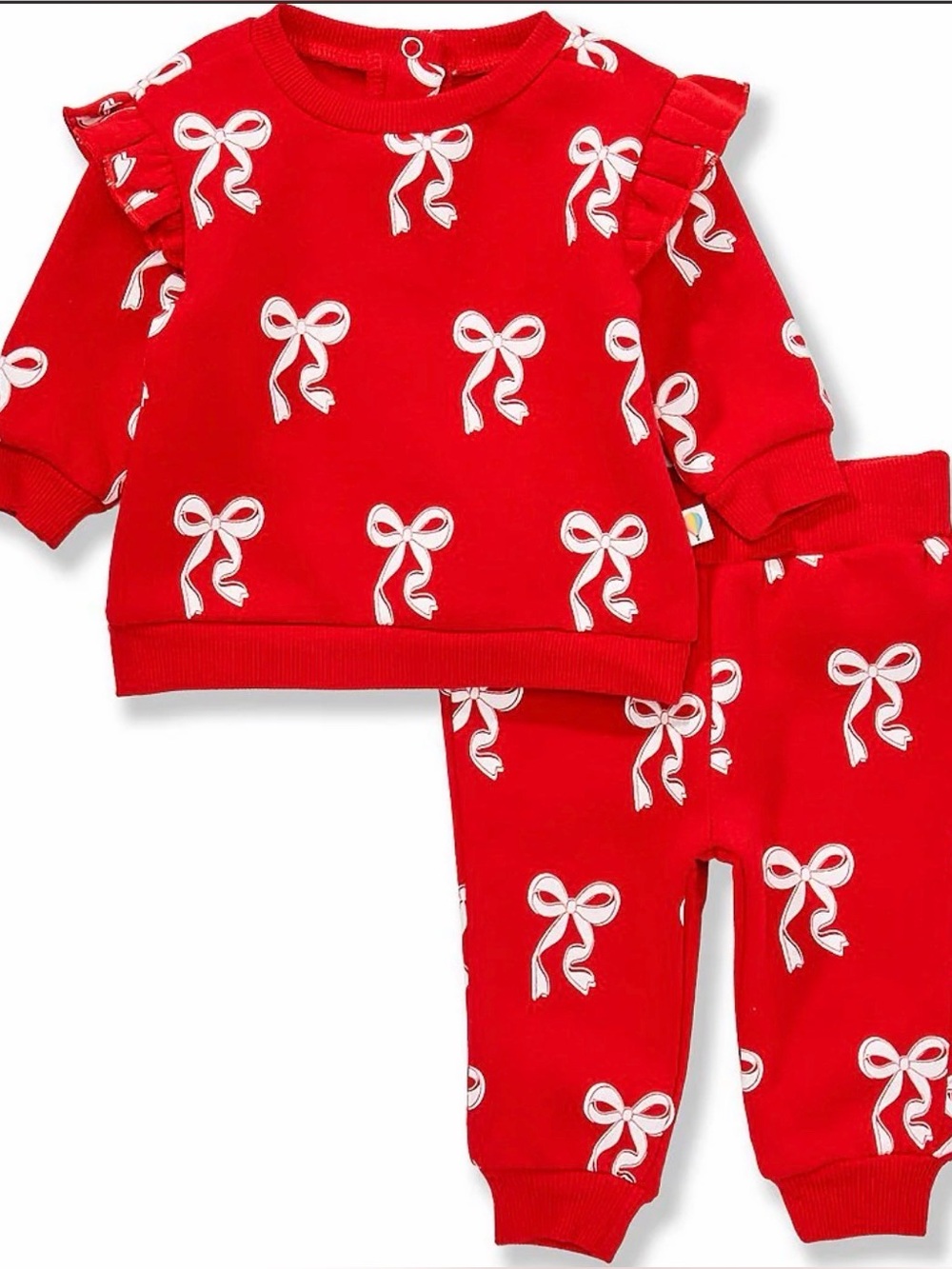 Like New Adventurewear 360 Baby Girls Long Sleeve Bow Print Top & Pants Set 18m